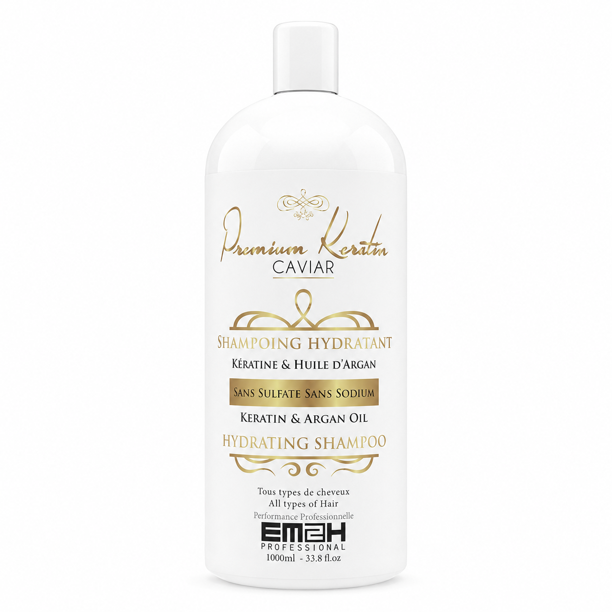 Premium Keratin Caviar Shampoing Hydratant à la kératine sans sulfate - 1000ml